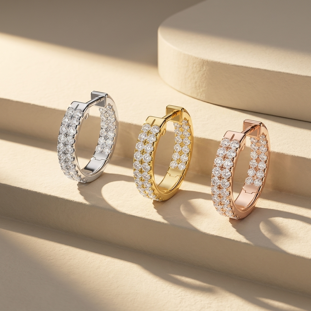 Round Lab Grown Diamond Hoop Earrings