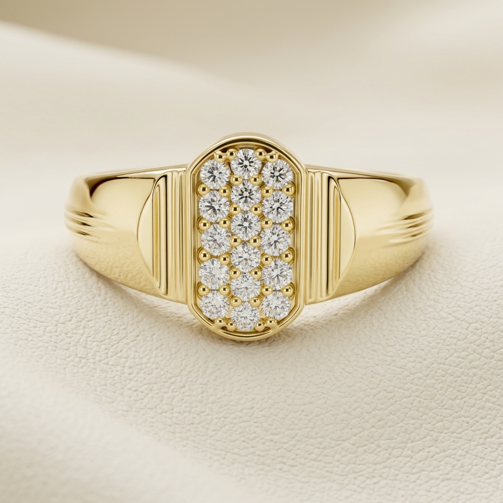 Round Lab Grown Diamond Oval Signet Ring