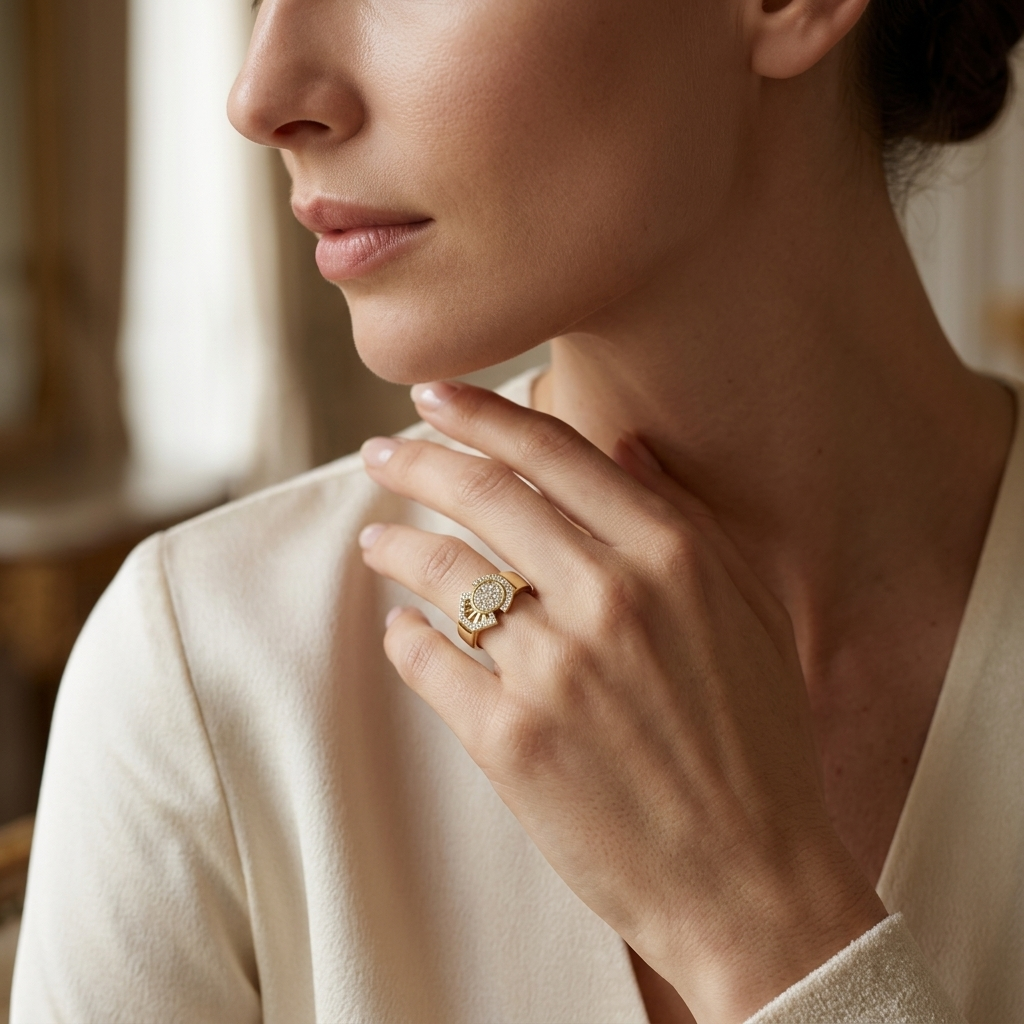 Round Lab Grown Diamond Geometric Circle Ring