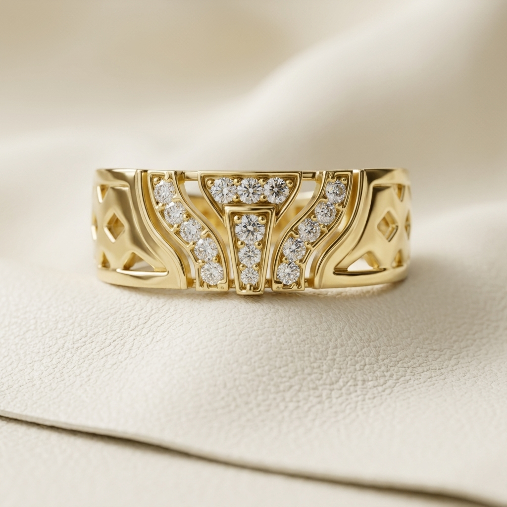 Round Lab Grown Diamond Geometric Statement Ring