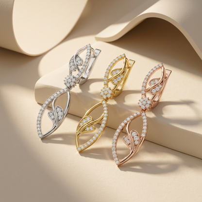 Round Lab Grown Diamond Floral Drop Earrings
