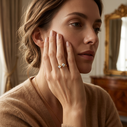 Princess Cut Lab Grown Diamond Open Bypass Ring