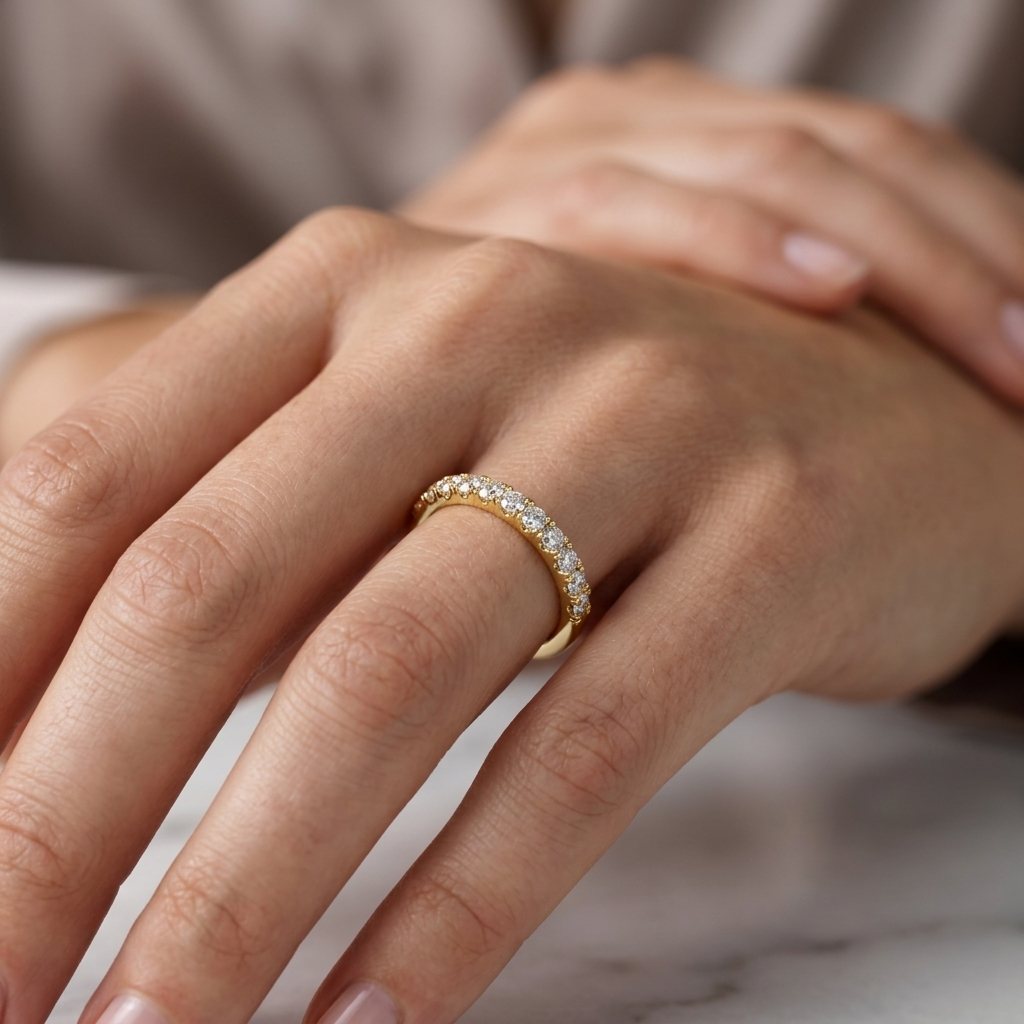 Round Cut Diamond Eternity Band Ring | Minimal Luxury Style