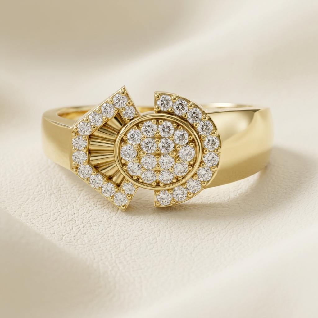 Round Lab Grown Diamond Geometric Circle Ring