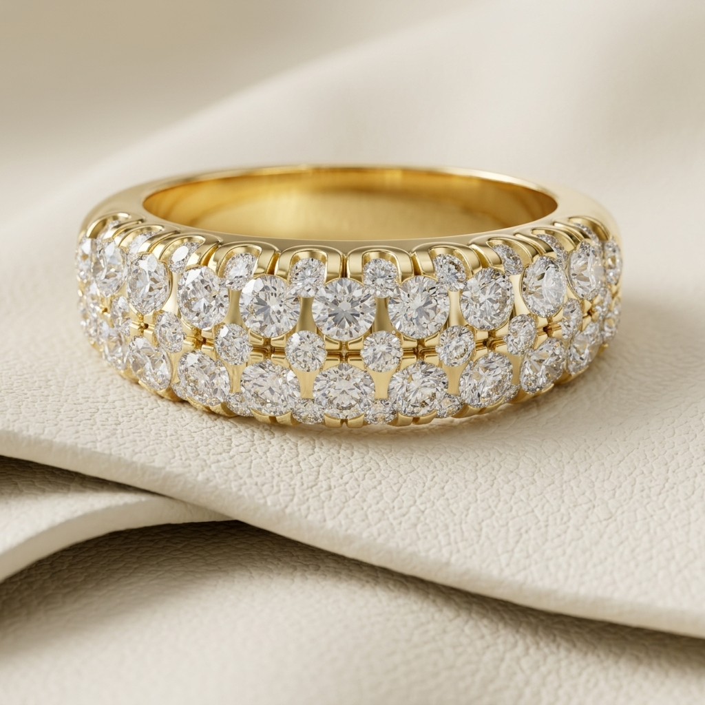Round Lab Grown Diamond Multi Row Band Ring