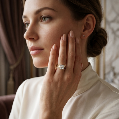 Cushion Cut Lab Grown Diamond Bridal Ring Set