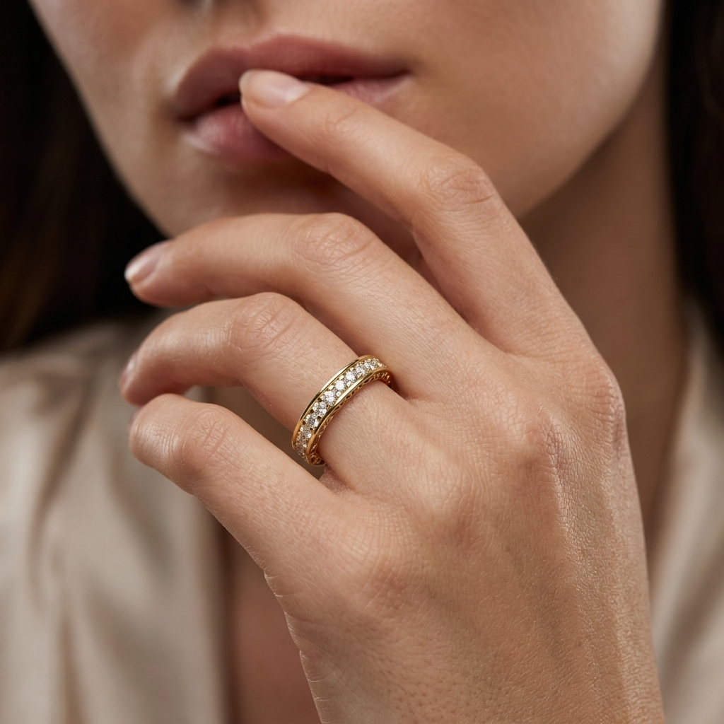 Round Lab Grown Diamond Eternity Wedding Band
