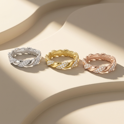 Round Lab Grown Diamond Twisted Rope Band Ring