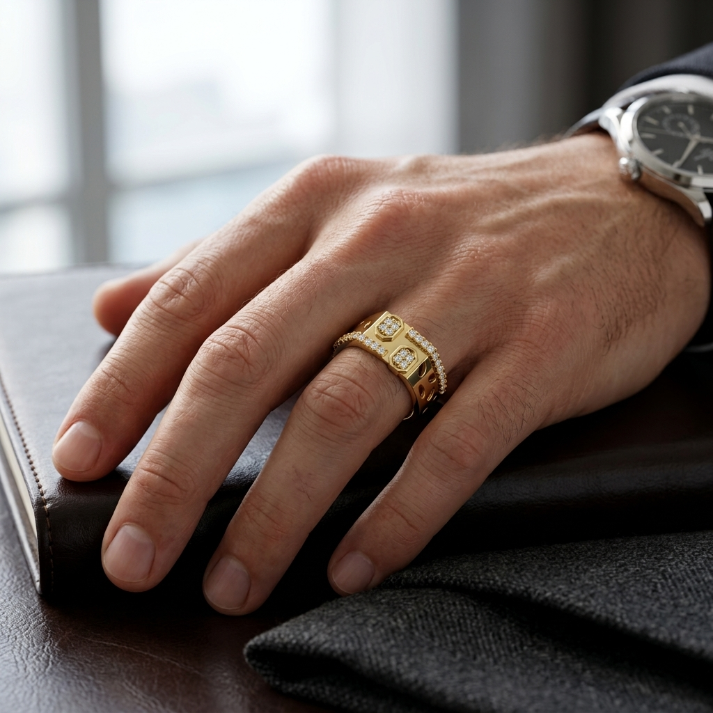 Geometric Round Lab Grown Diamond Statement Ring