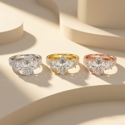 Oval Lab Grown Diamond Three Stone Engagement Ring