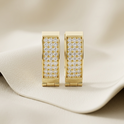 Round Lab Grown Diamond Pavé Huggie Hoop Earrings