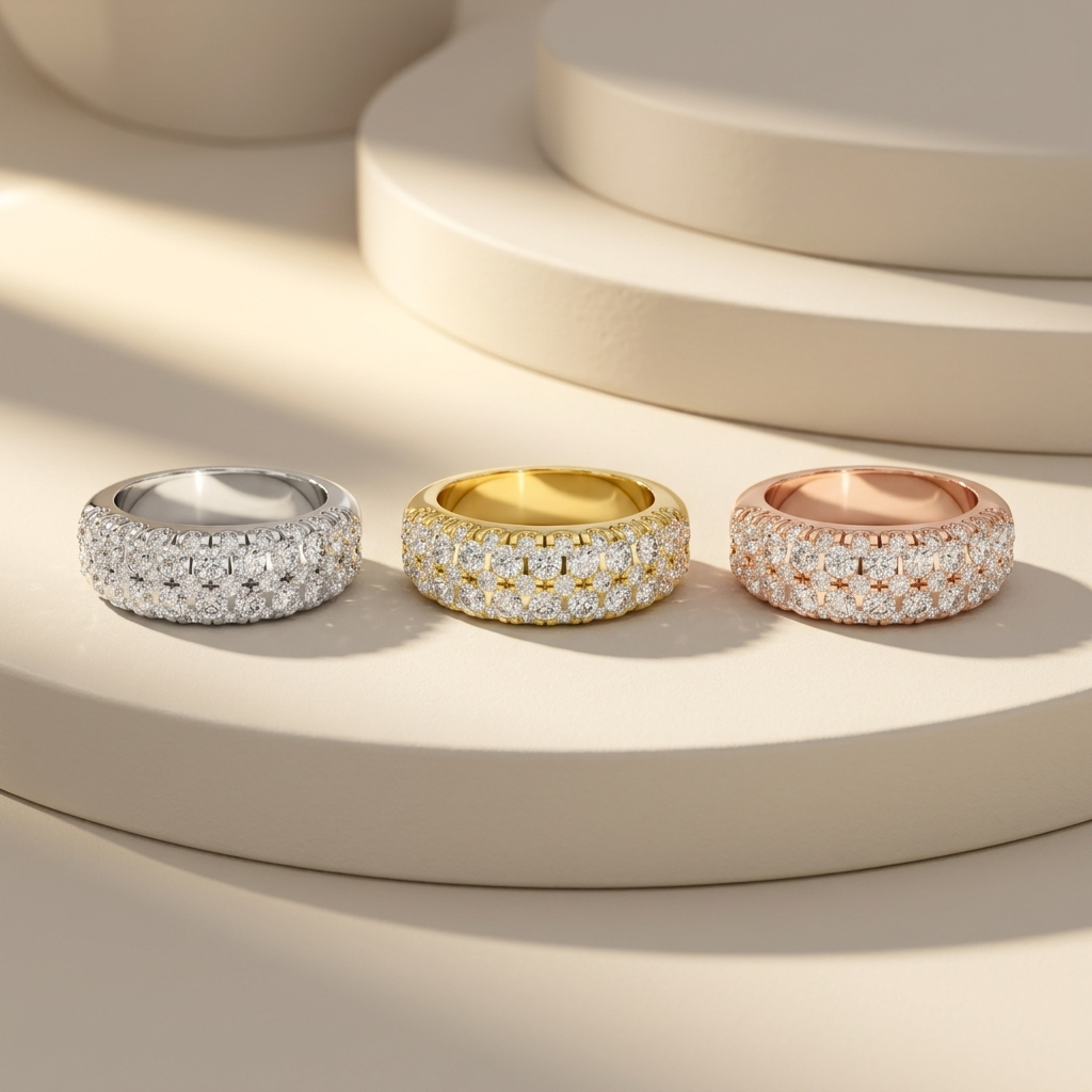 Round Lab Grown Diamond Multi Row Band Ring