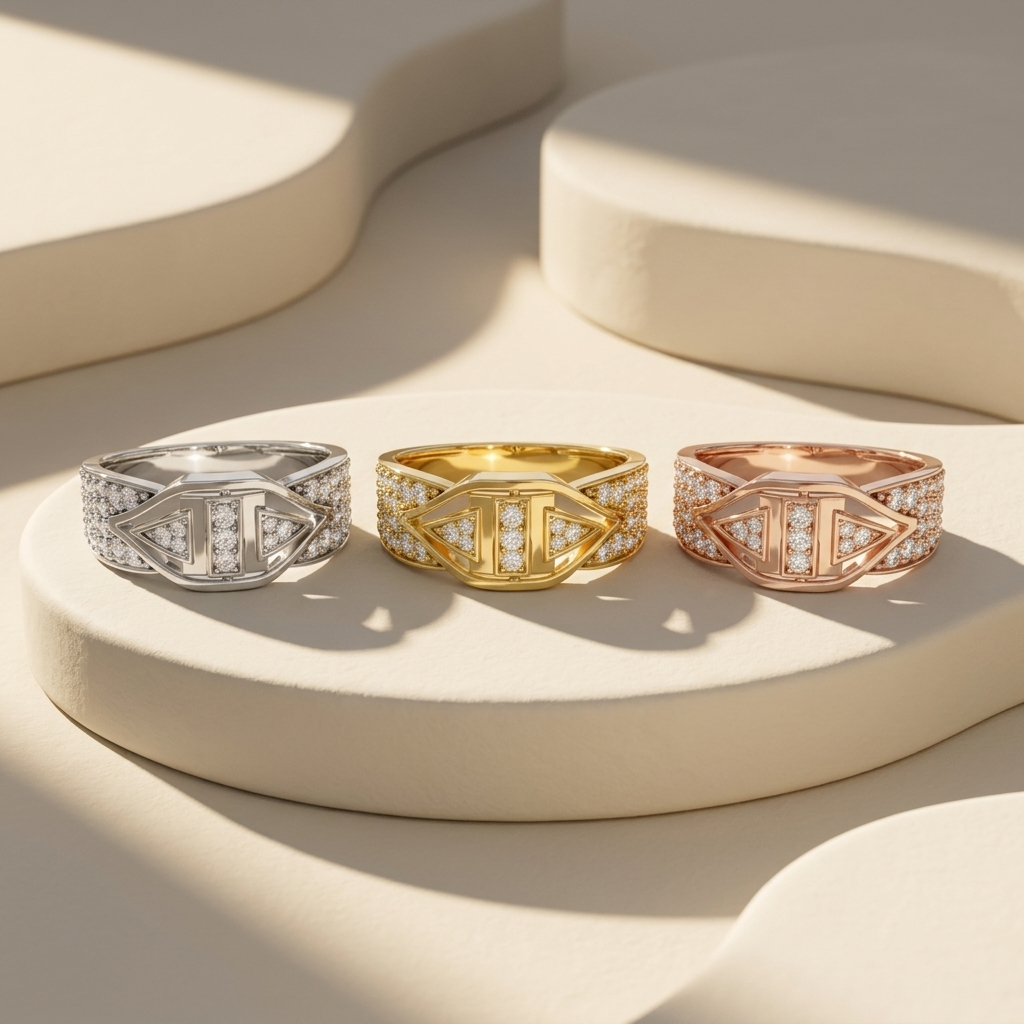Modern Geometric Round Lab Grown Diamond Wide Band Ring