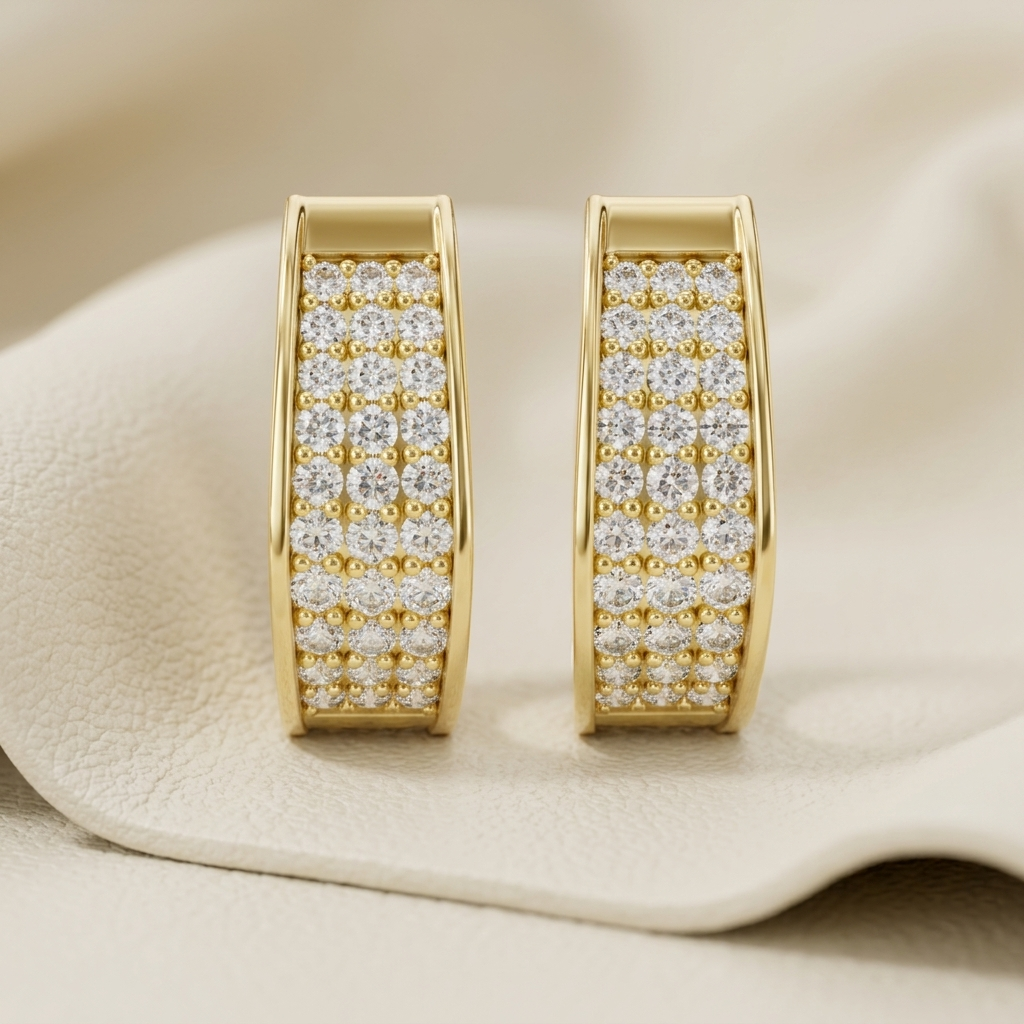Round Lab Grown Diamond Pavé Hoop Earrings