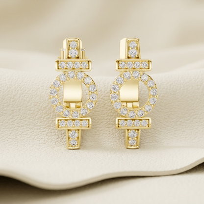 Round Lab Grown Diamond Geometric Hoop Earrings