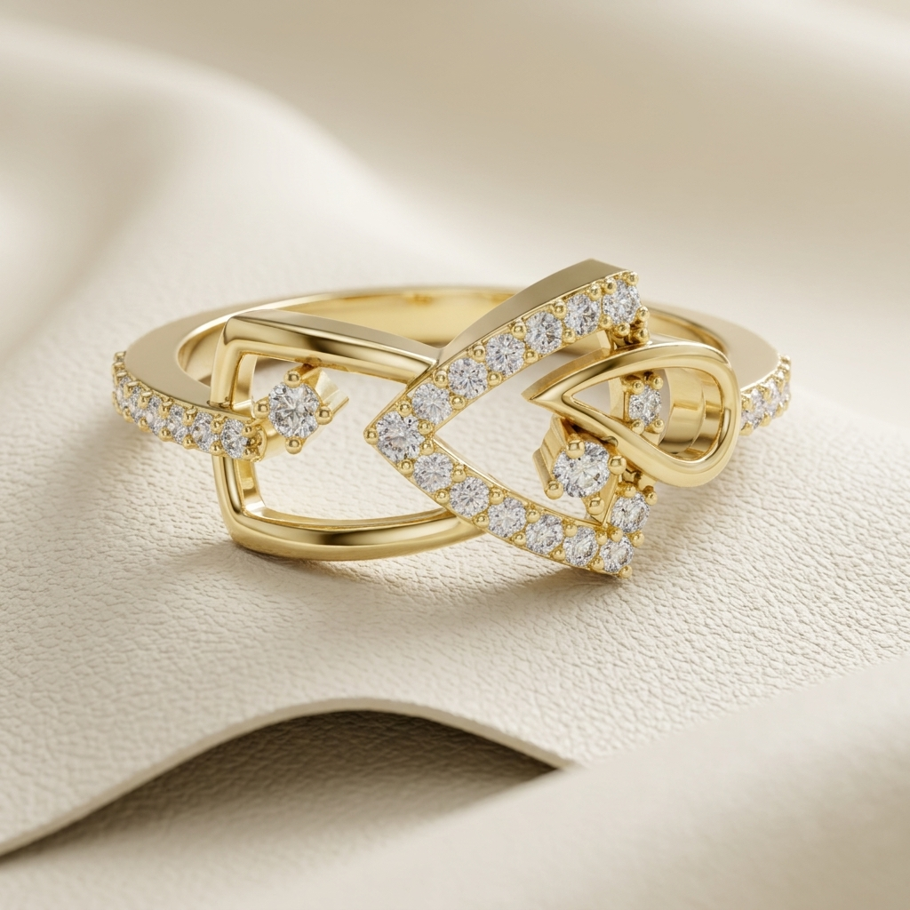 Round Lab Grown Diamond Open Twist Bypass Ring