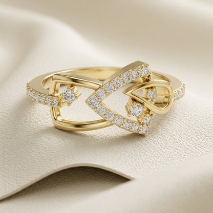 Round Lab Grown Diamond Open Twist Bypass Ring