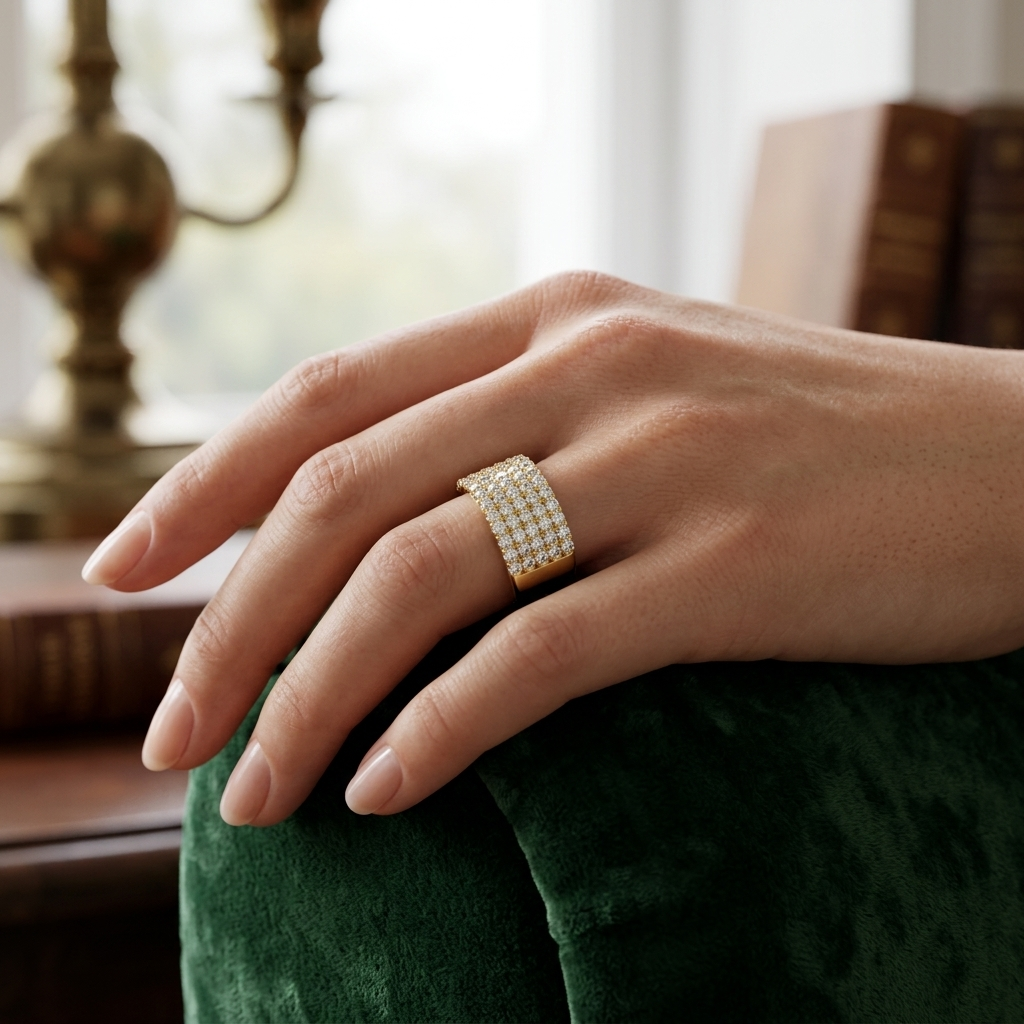 Round Lab Grown Diamond Five Row Band Ring