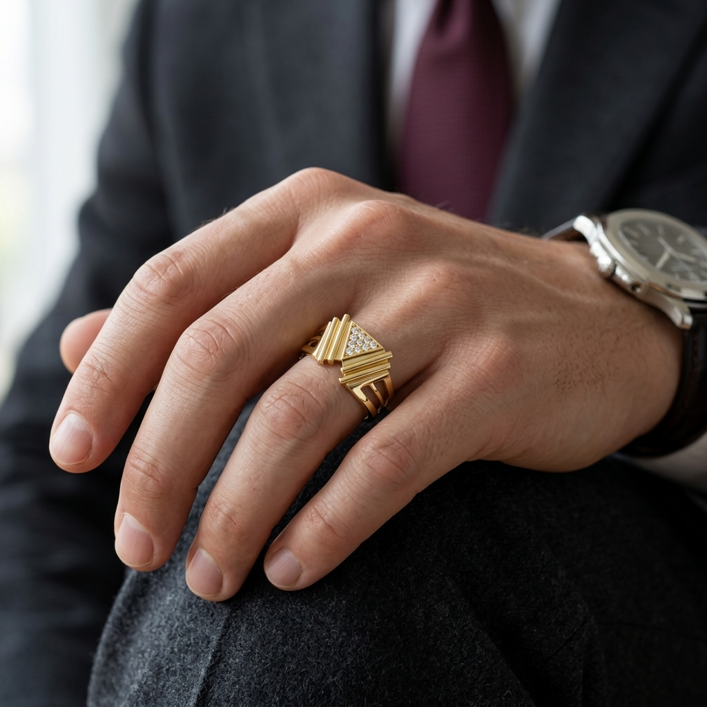 Round Lab Grown Diamond Triangle Statement Ring
