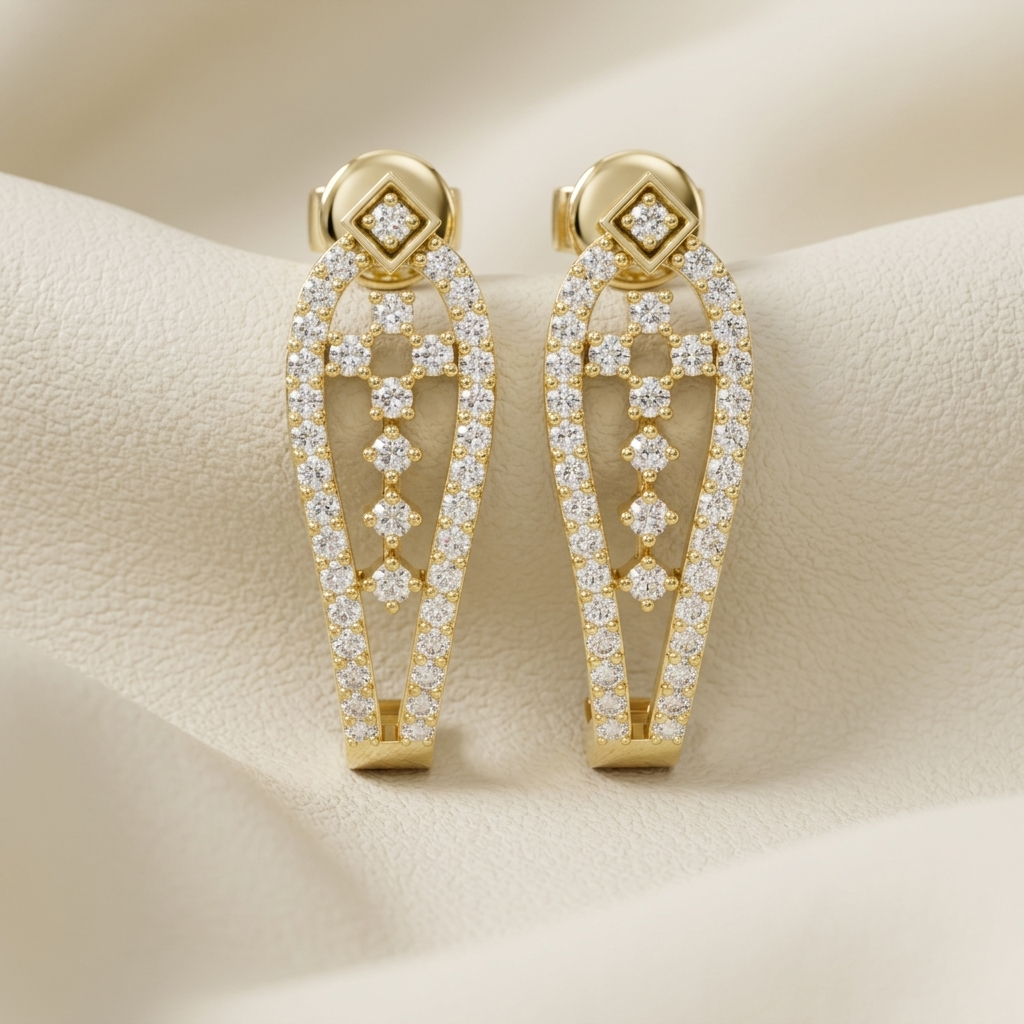 Round Lab Grown Diamond Open Hoop Earrings