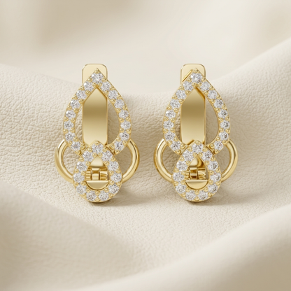 Round Lab Grown Diamond Teardrop Hoop Earrings