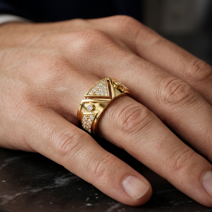 Round Lab Grown Diamond Triangle Geometric Ring