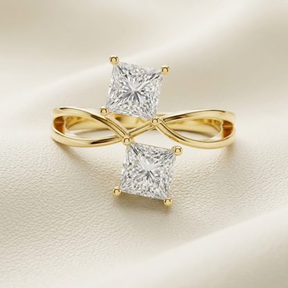 Princess Cut Lab Grown Diamond Twist Open Ring