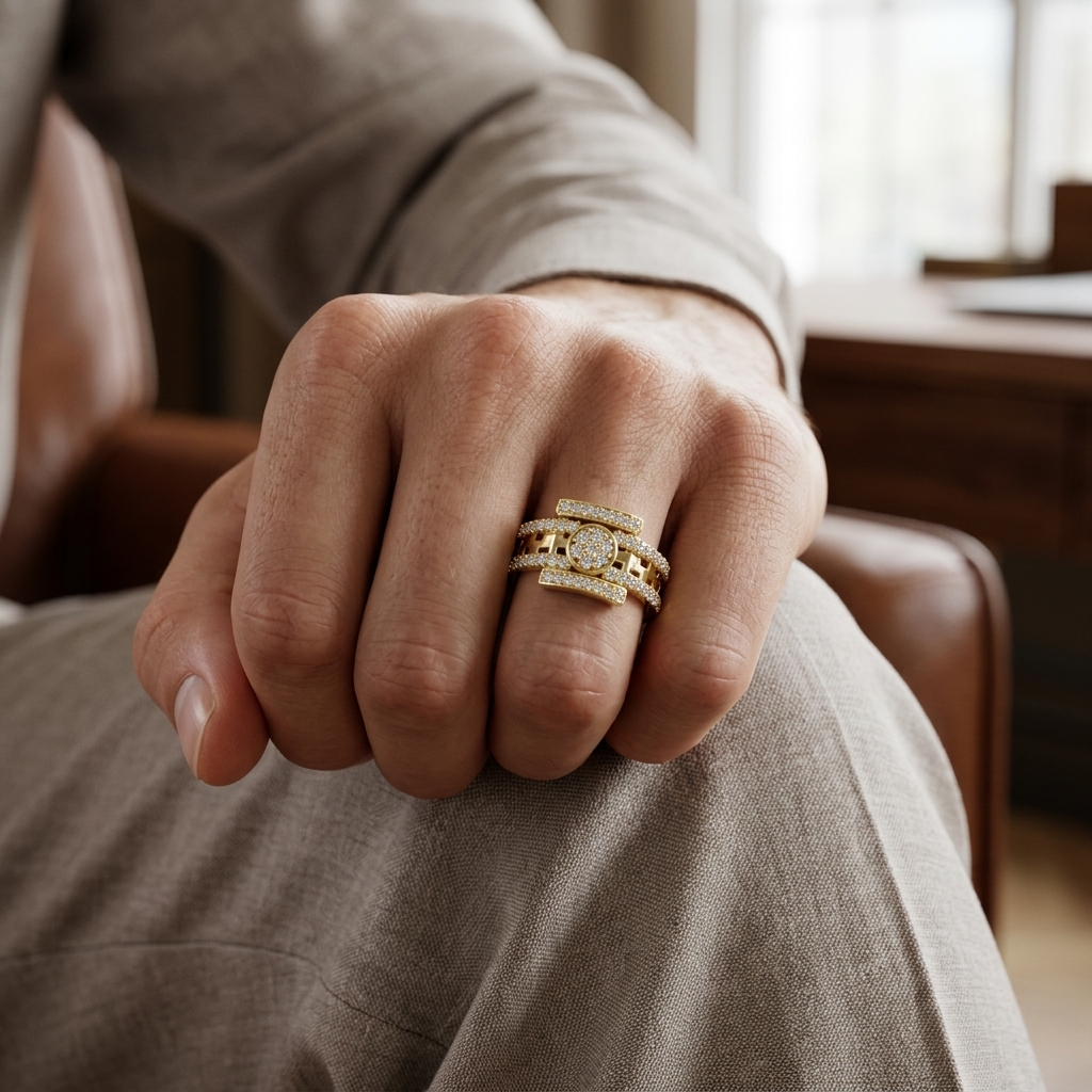 Modern Round Lab Grown Diamond Circle Statement Ring