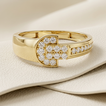Round Lab Grown Diamond Geometric Cluster Ring
