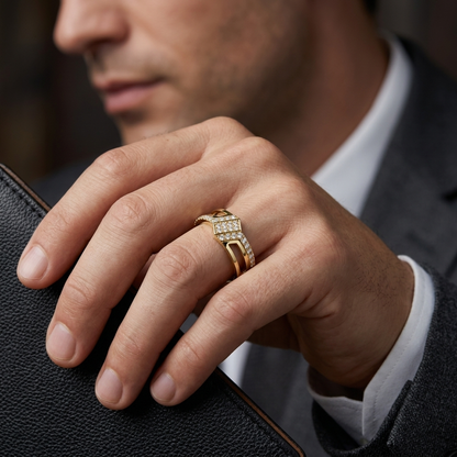 Modern Geometric Round Lab Grown Diamond Open Ring