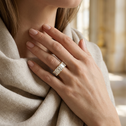 Emerald Cut Lab Grown Diamond Eternity Band Ring