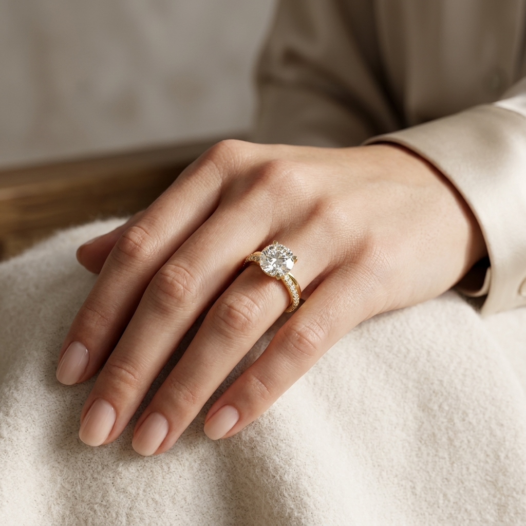 Round Lab Grown Diamond Solitaire Engagement Ring