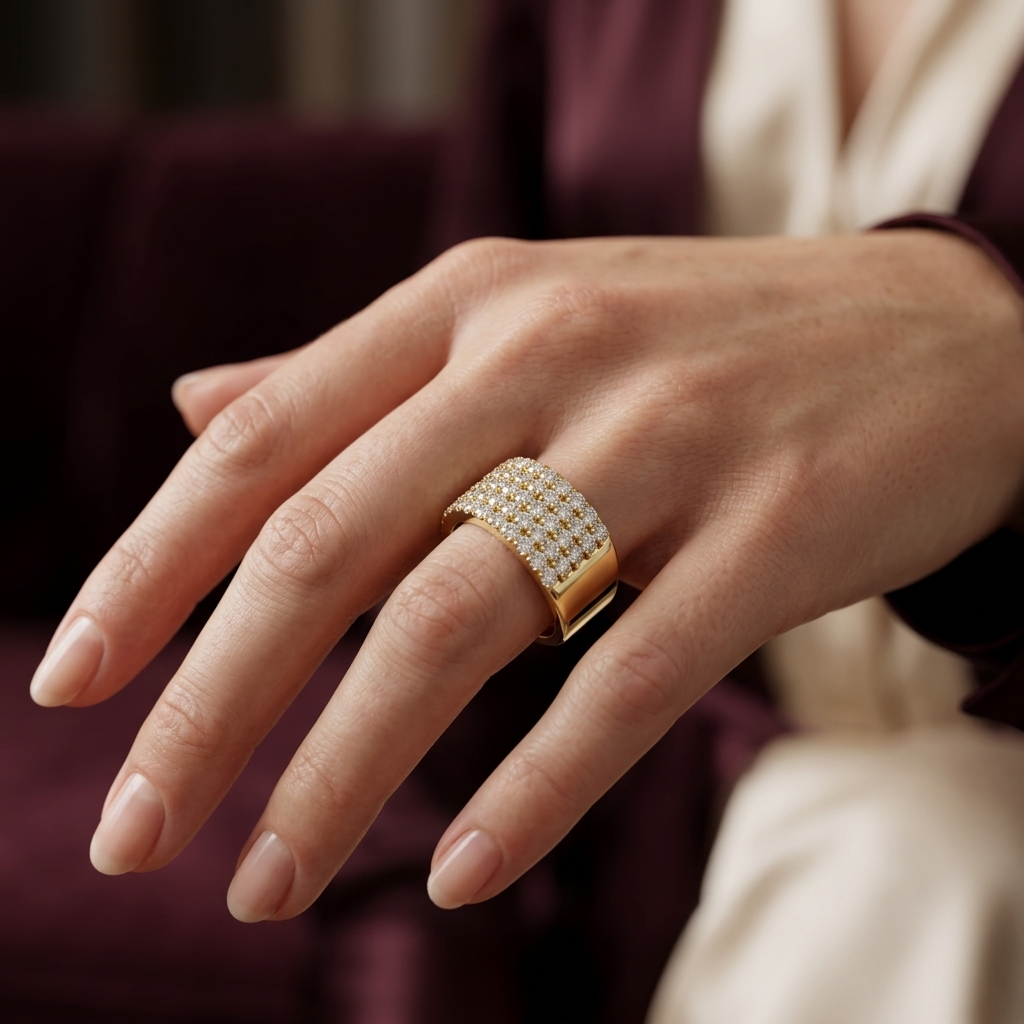 Round Lab Grown Diamond Five Row Band Ring