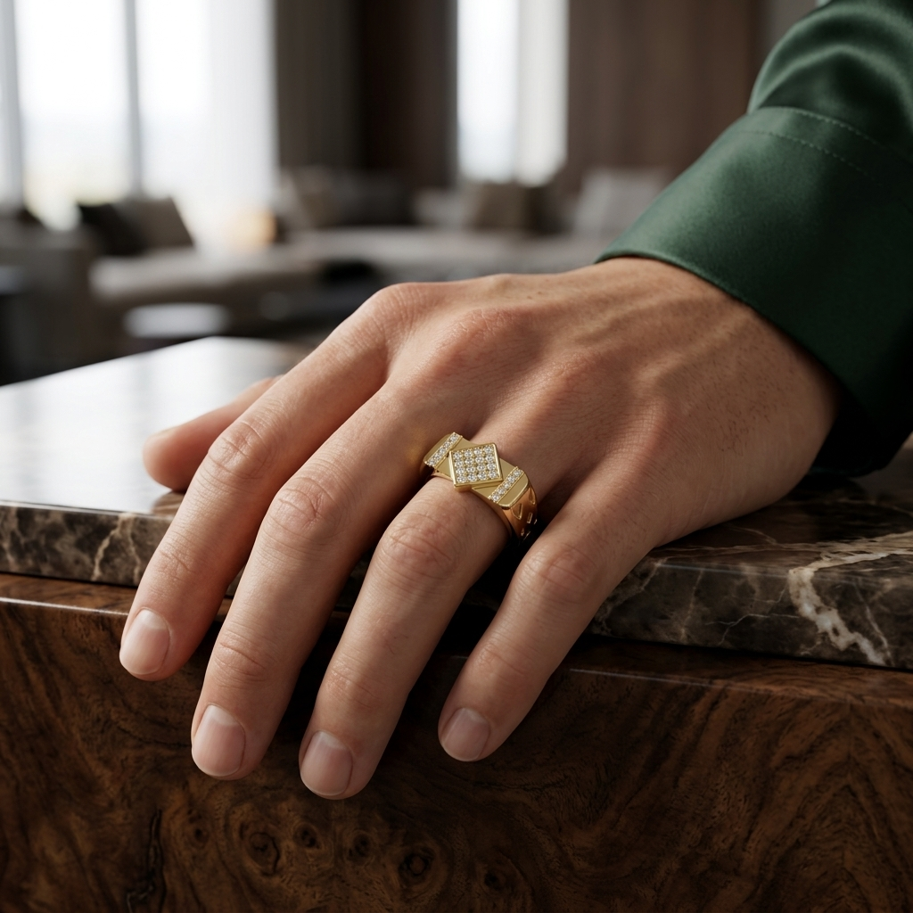 Round Lab Grown Diamond Geometric Diamond Shape Ring