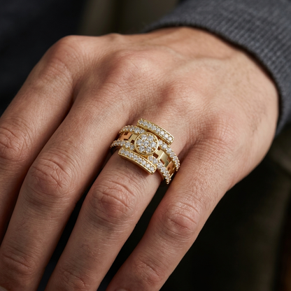 Modern Round Lab Grown Diamond Circle Statement Ring