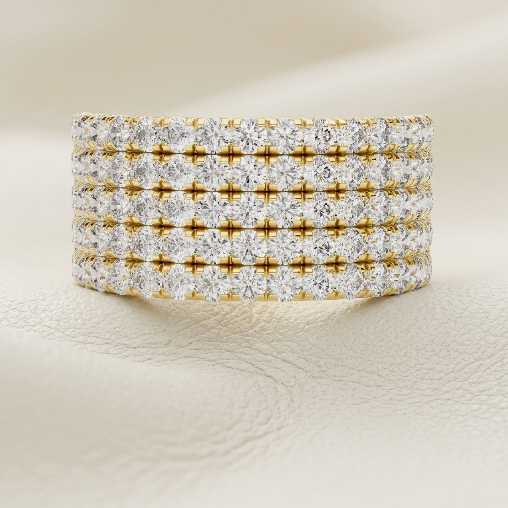 Round Lab Grown Diamond Five Row Band Ring