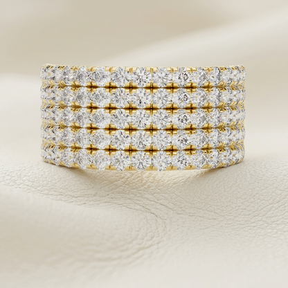 Round Lab Grown Diamond Five Row Band Ring