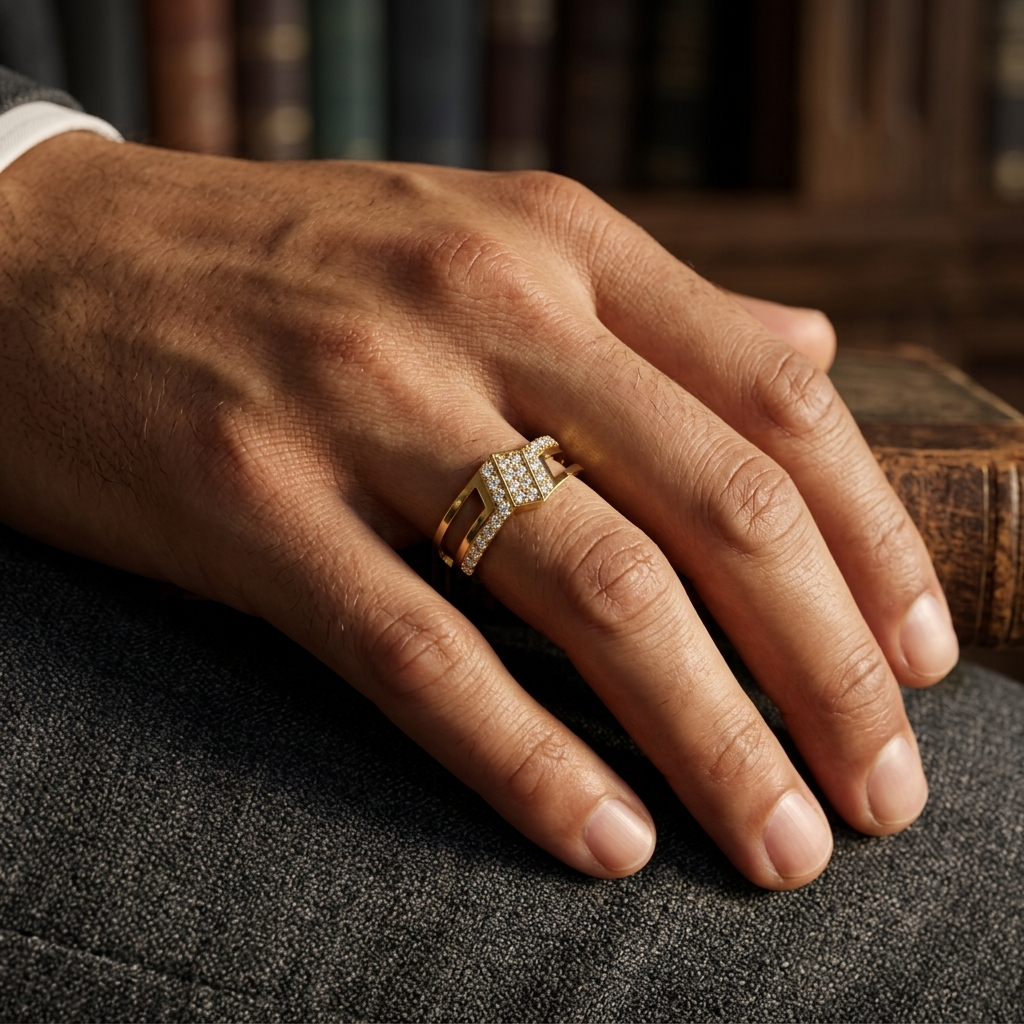 Modern Geometric Round Lab Grown Diamond Open Ring