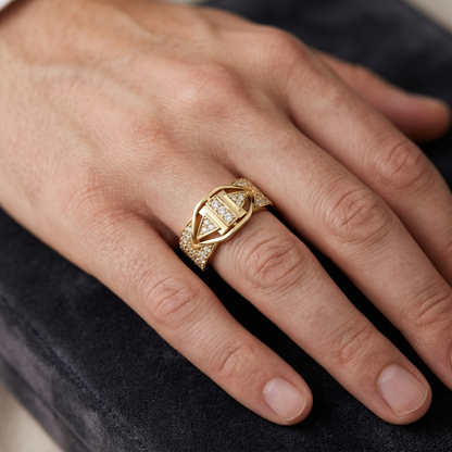 Modern Geometric Round Lab Grown Diamond Wide Band Ring