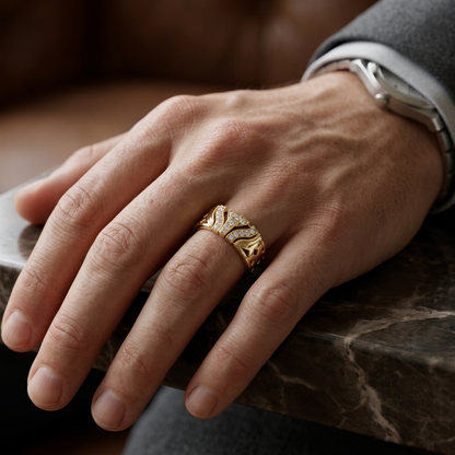 Round Lab Grown Diamond Geometric Statement Ring