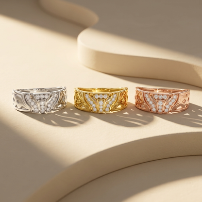 Round Lab Grown Diamond Geometric Statement Ring