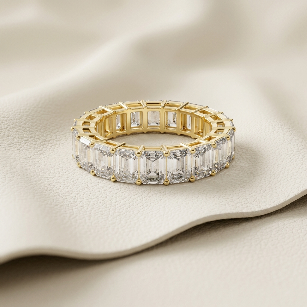 Emerald Cut Lab Grown Diamond Eternity Band Ring
