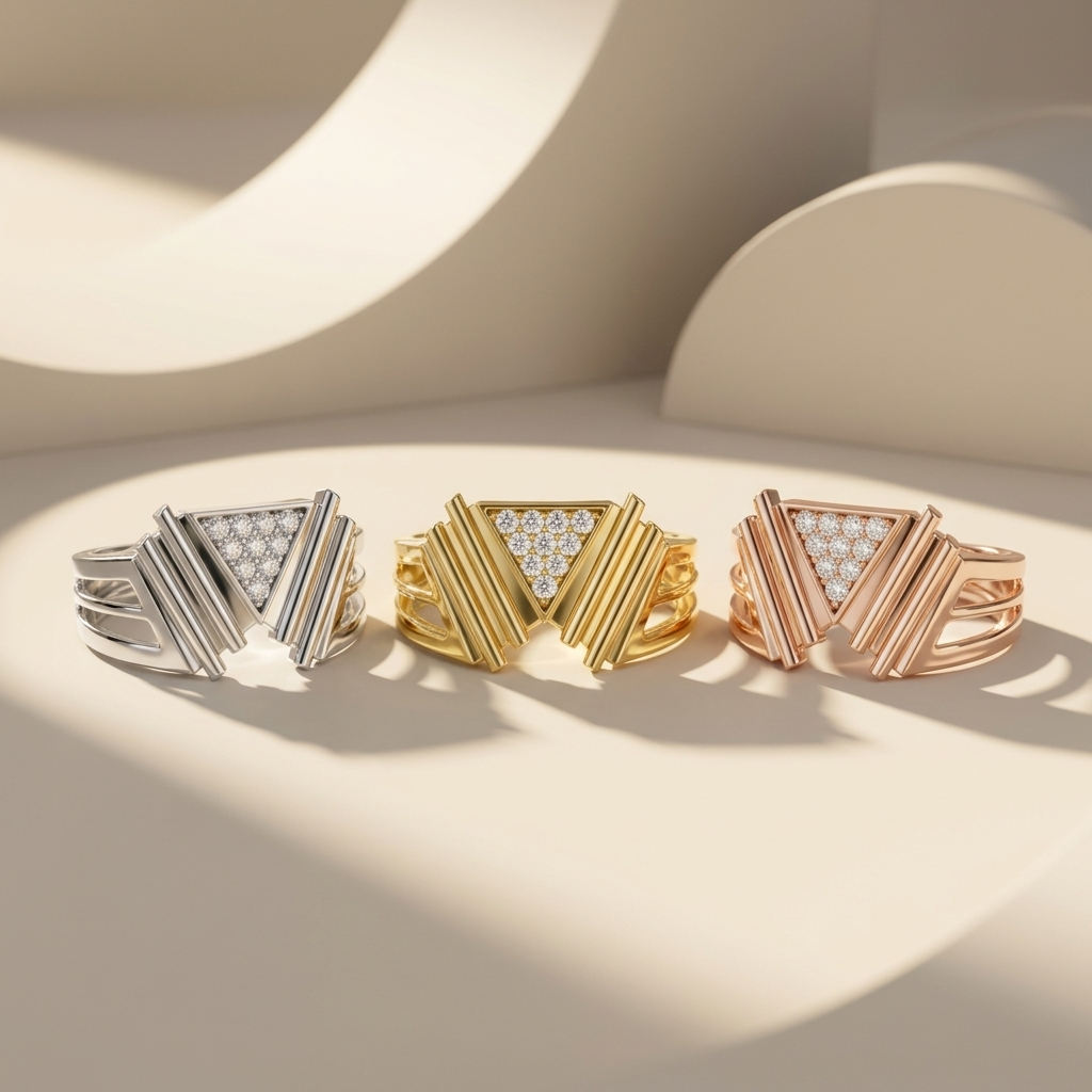 Round Lab Grown Diamond Triangle Statement Ring