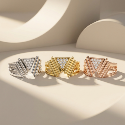 Round Lab Grown Diamond Triangle Statement Ring