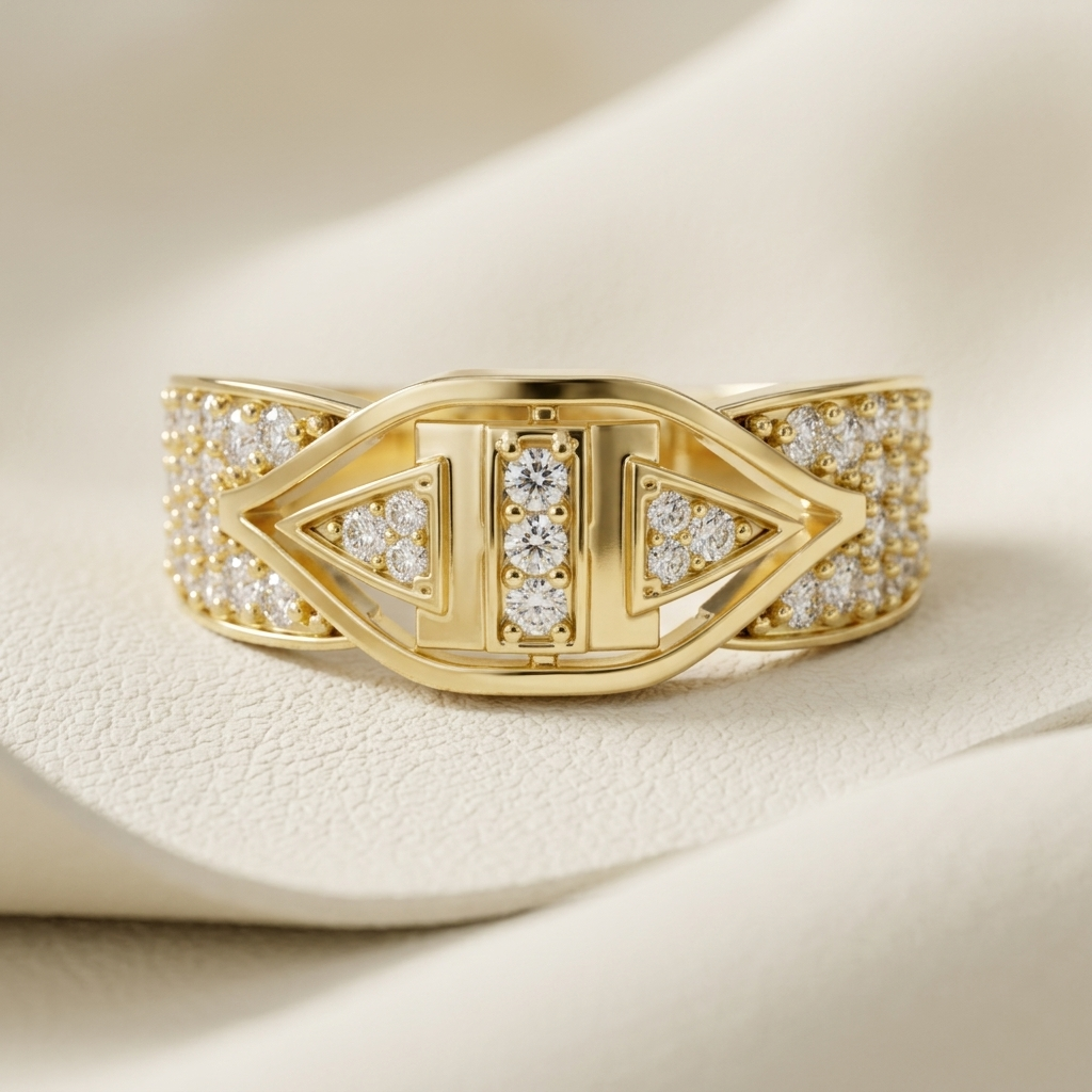 Modern Geometric Round Lab Grown Diamond Wide Band Ring