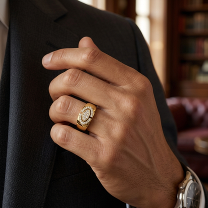 Round Lab Grown Diamond Evil Eye Signet Ring