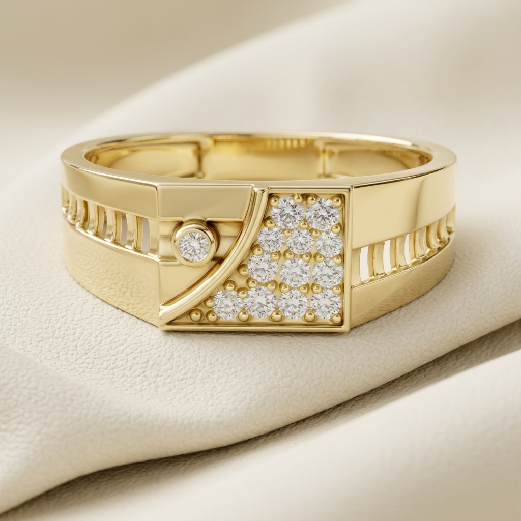 Modern Square Cluster Lab Grown Diamond Signet Ring
