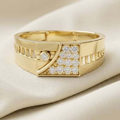 Modern Square Cluster Lab Grown Diamond Signet Ring