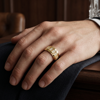 Modern Multi Panel Round Lab Grown Diamond Ring