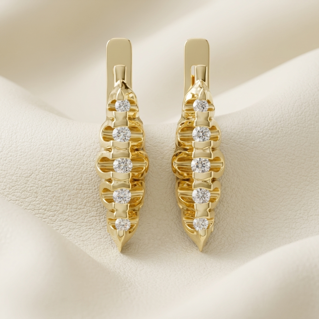 Round Lab Grown Diamond Huggie Hoop Earrings